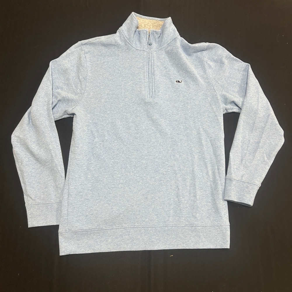 Vineyard Vines Performance Mens Medium Light Blue Quarter Zip Pullover Sweater